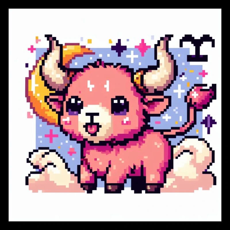 Süßes Sternzeichen Stier als Pixelart