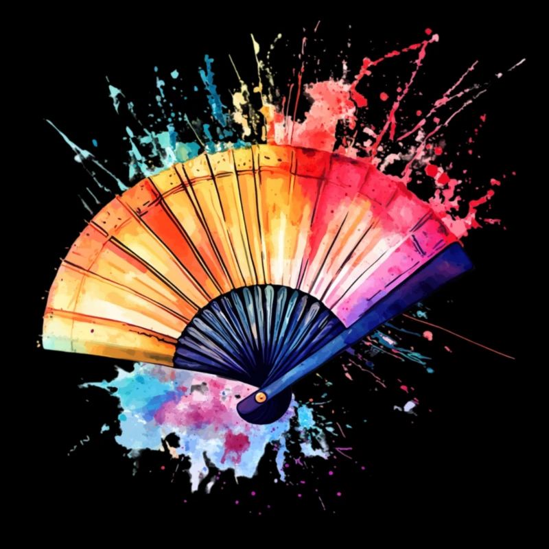 Éventail aquarelle éclatant