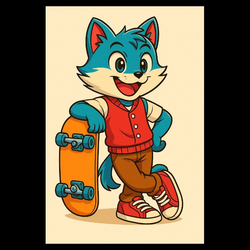 Scooter Fox mit Skateboard