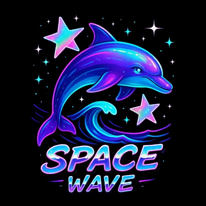 Neon Space Wave Dolphin Design