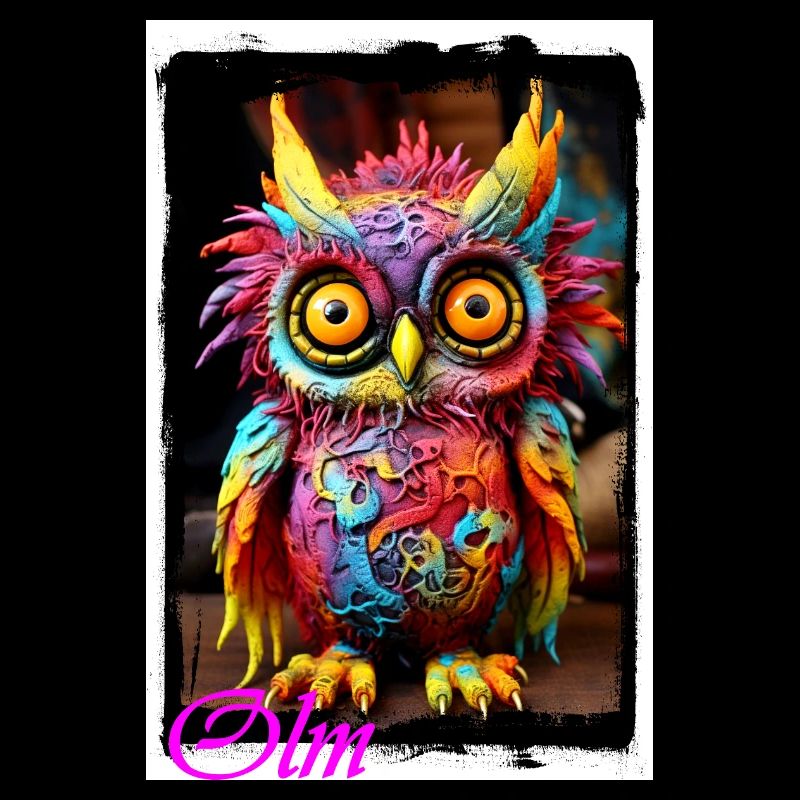 Bunte Fantasiewelt Eulenfigur Puppe Textil Märchen