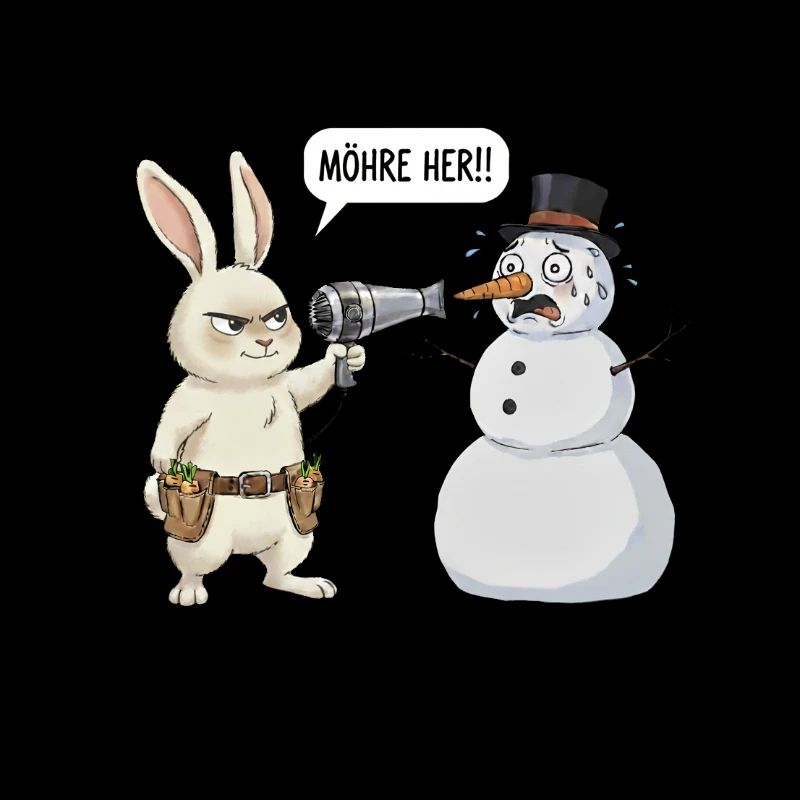 Funny T-Shirt - Bunny vs. Snowman