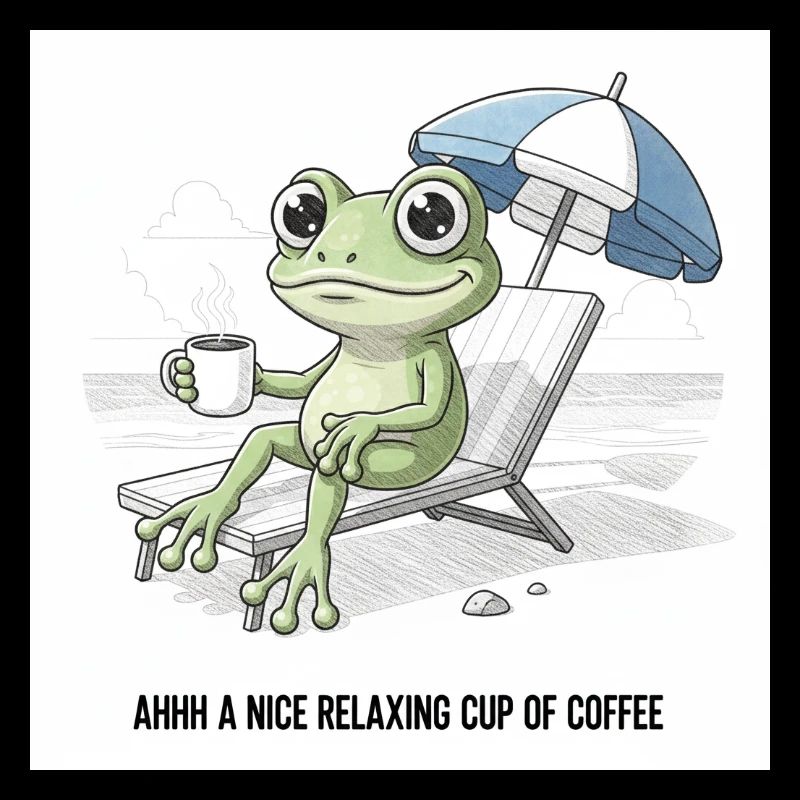 Frosch Strand Kaffee Chill