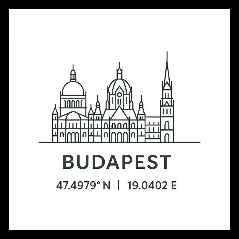 Budapest, Line Art, Silhouette, Point de repère