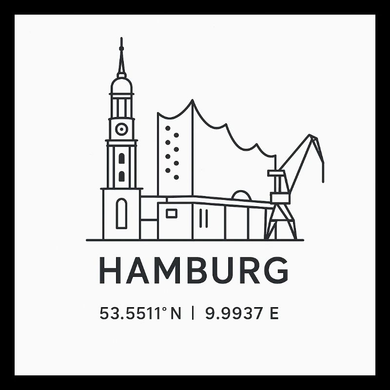 Hambourg Line Art Silhouette Point de repère