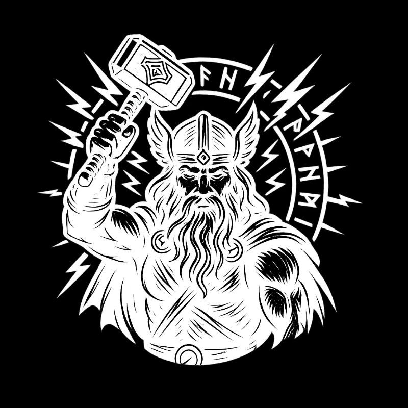 Odin mit Thorhammer Blitz Runenkreis Mjölnir