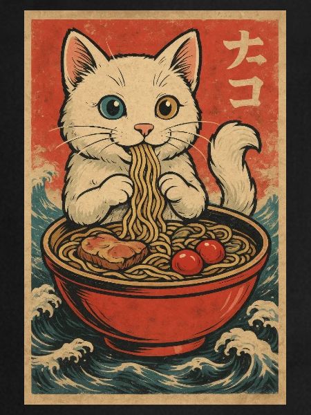 Cat Frames Ukiyo-E Retro