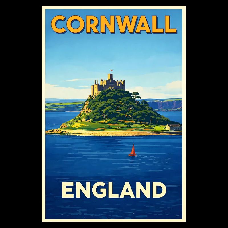 Cornwall England – Affiche de voyage rétro