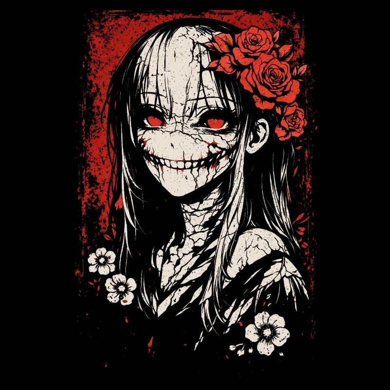 Japanisches Horror Anime Mädchen Gruseliges Goth