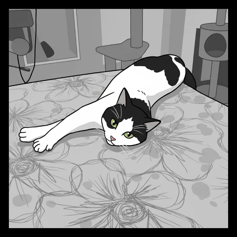 Le chat se détendit parmi les fleurs