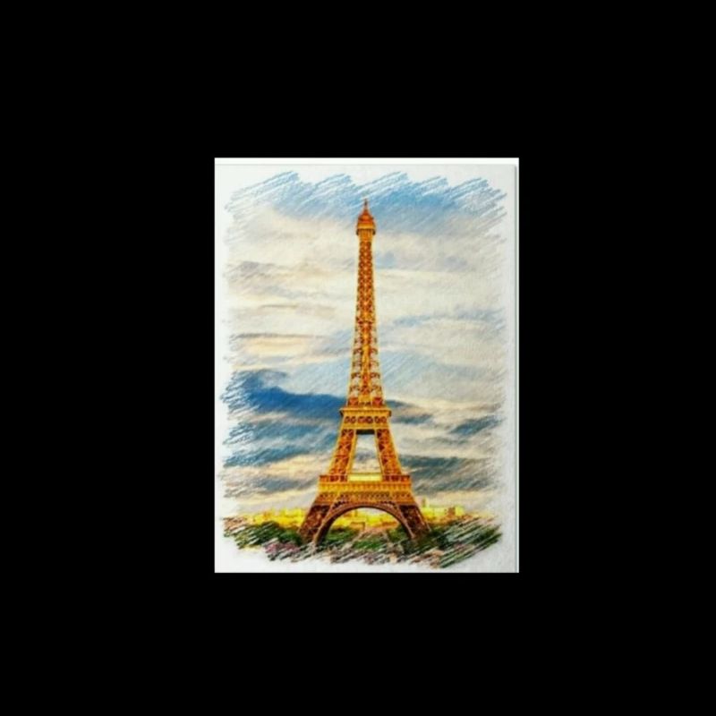 Aquarell Eiffelturm Skyline Kunst
