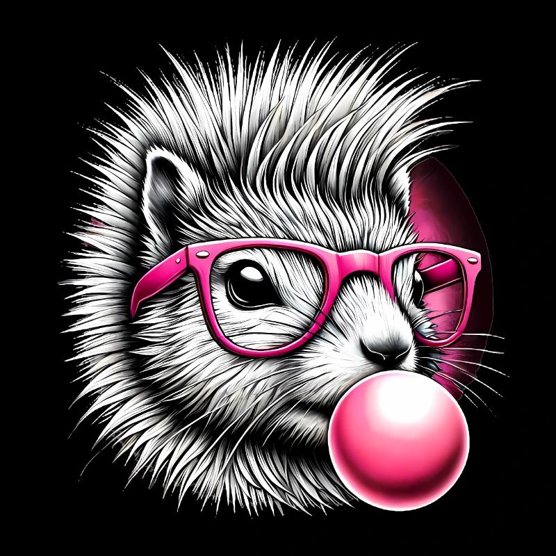 Quirky Squirrel with Pink Glasses