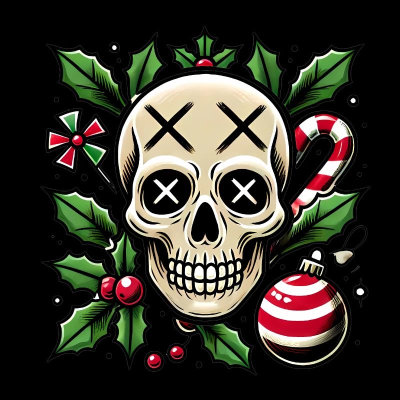 Crâne festif avec des éléments de Noël