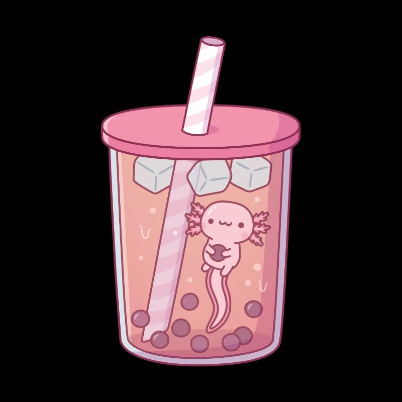 Mignon Axolotl dans le thé à bulles