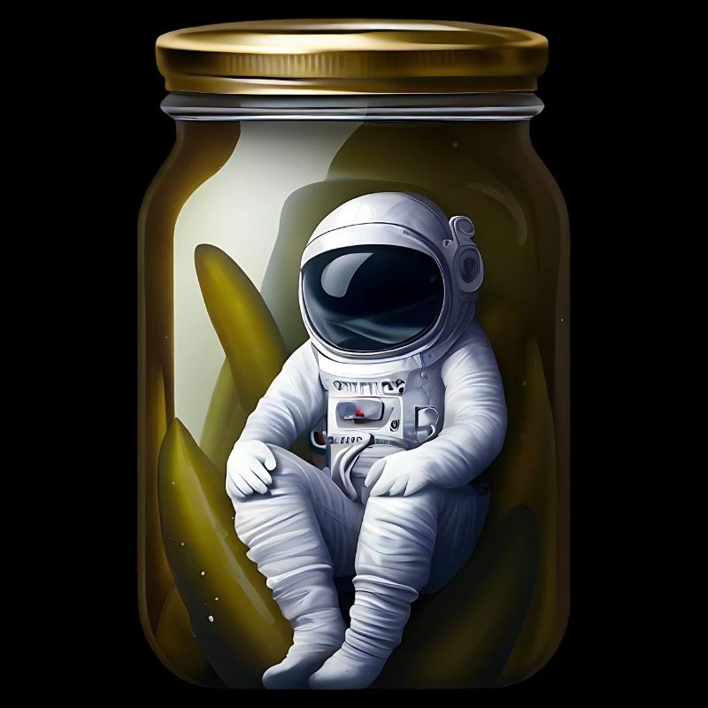 Astronaute dans un pot de cornichons