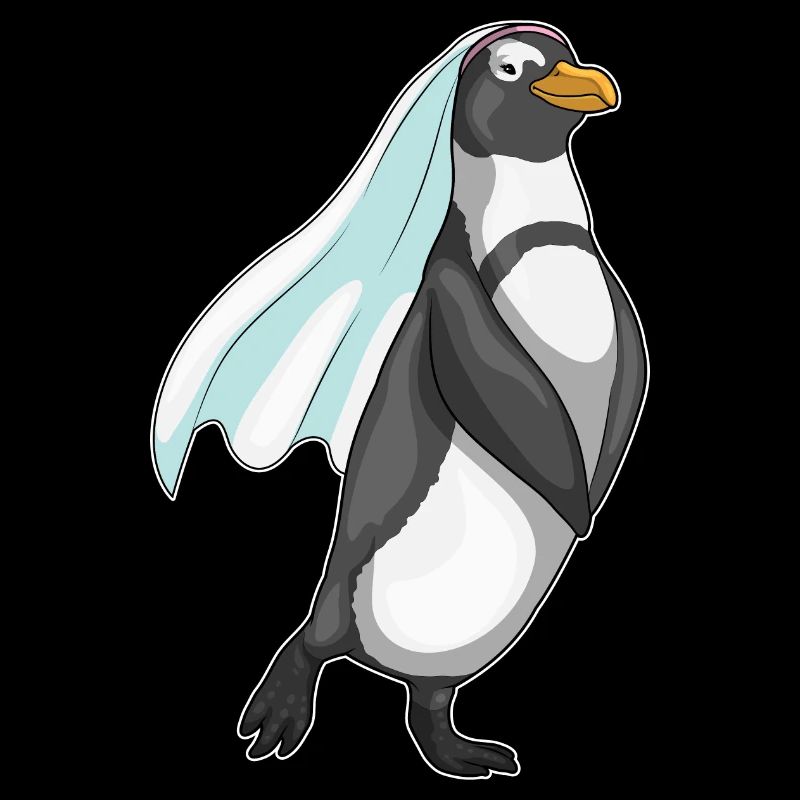 Pingouin voile de mariée mariage