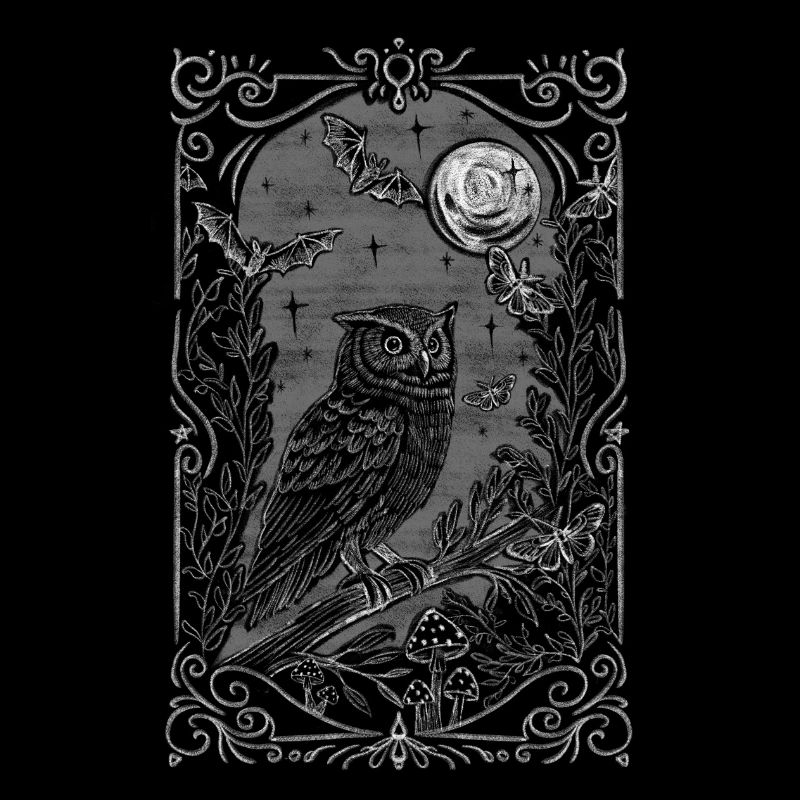 mystical owl in ornamental frame