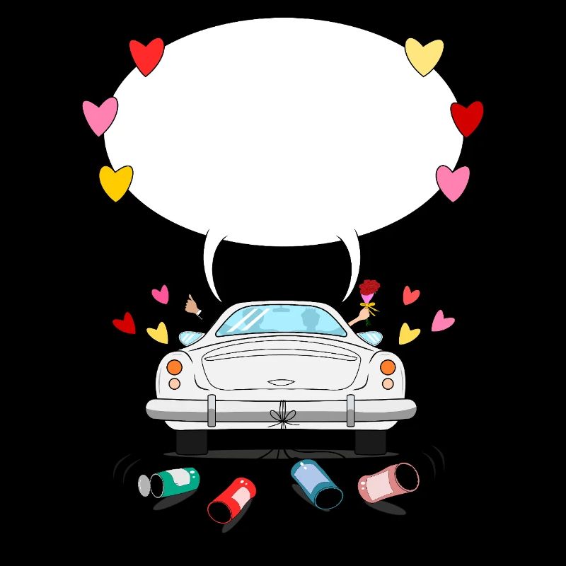 Wedding car with speech bubble in silver