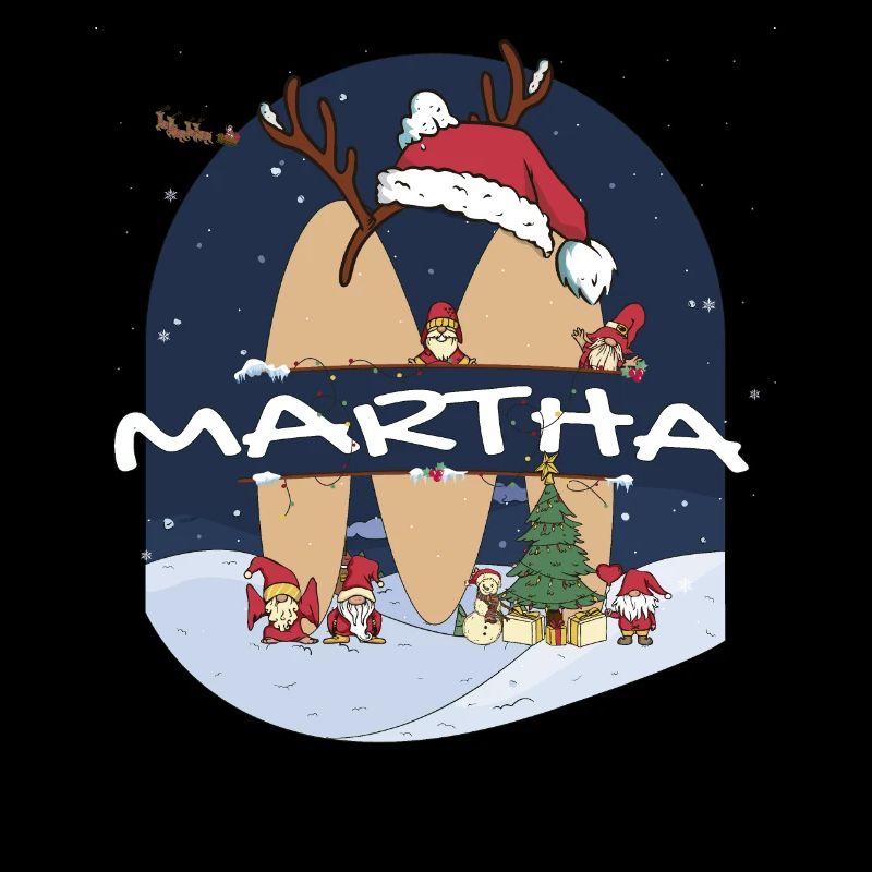Awesome Martha Name w Santa Hat in Xmas Theme