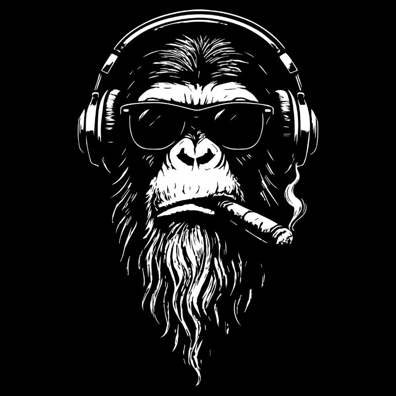 Chill DJ Monkey mit Kopfhörern