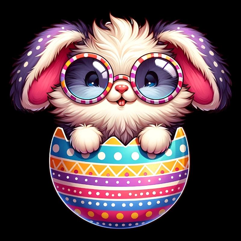 Cute Easter bunny in egg with glasses