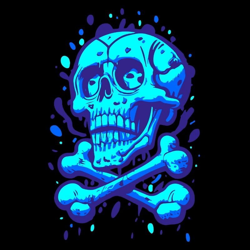 Graffiti Pirate Skull Blue