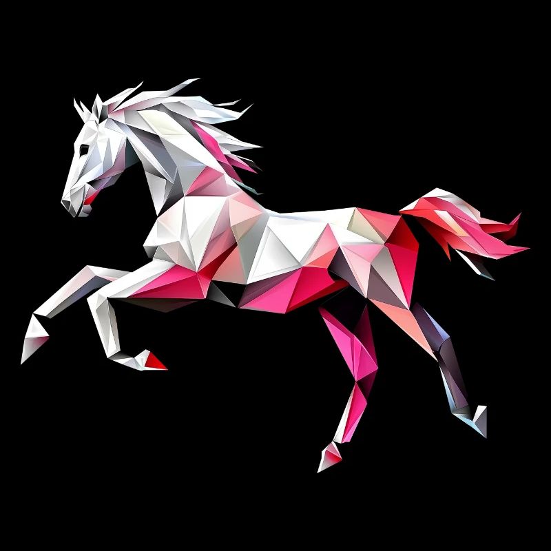 Cheval coloré Low Poly Logo Art Design