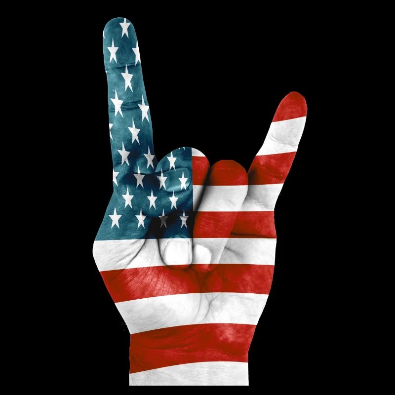 Drapeau américain sur une main Rock'n'Roll