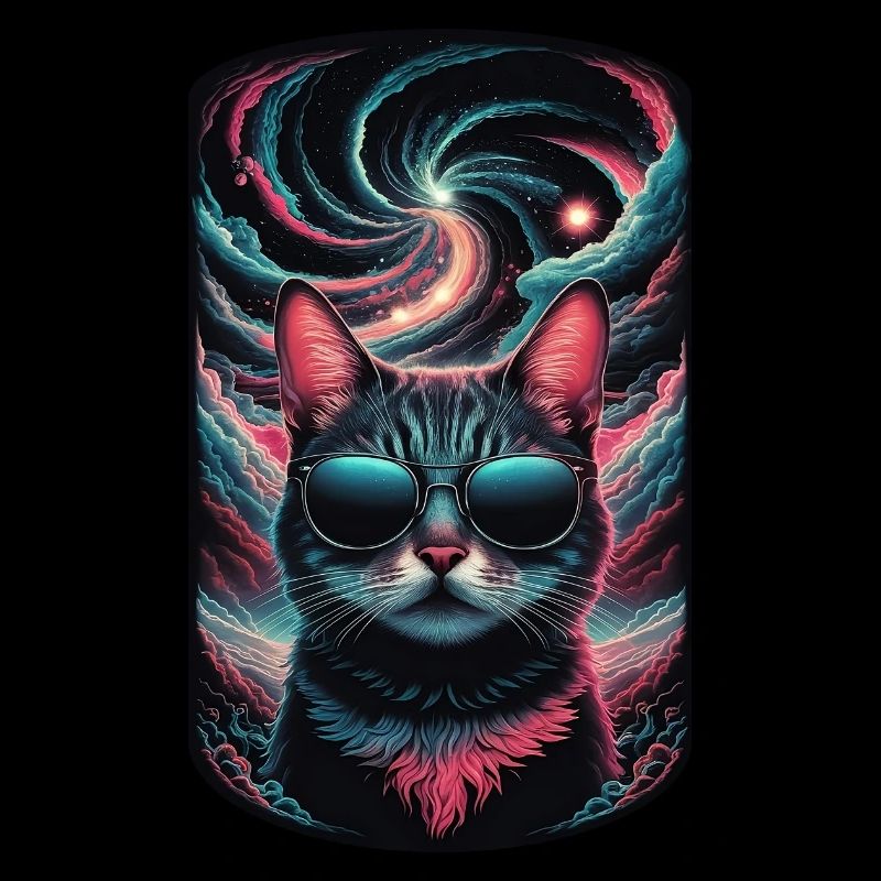 chat dans l'espace - chaton avec lunette de soleil