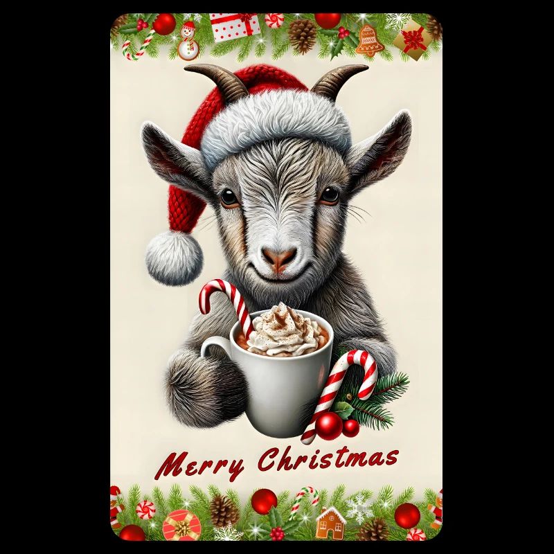 Christmas goat with hot chocolate