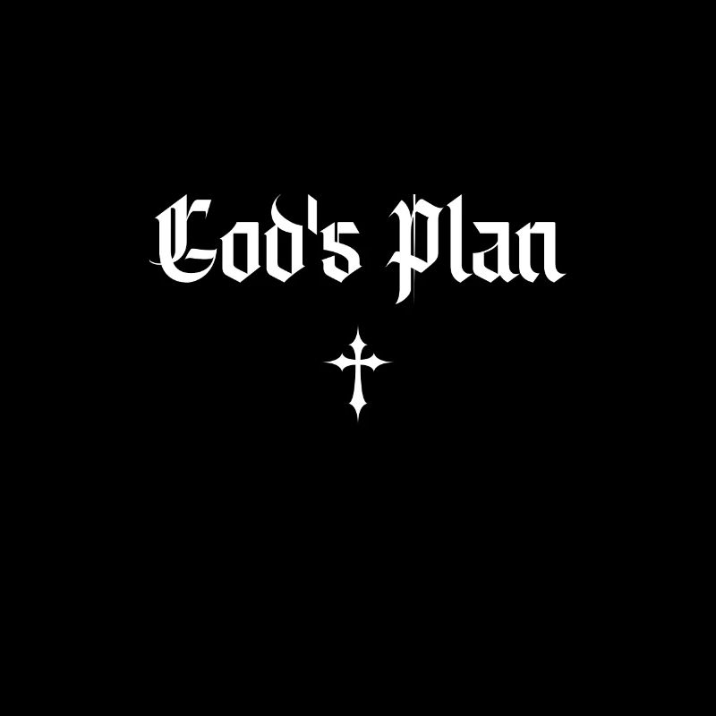 Le plan de Dieu en écriture gothique avec croix