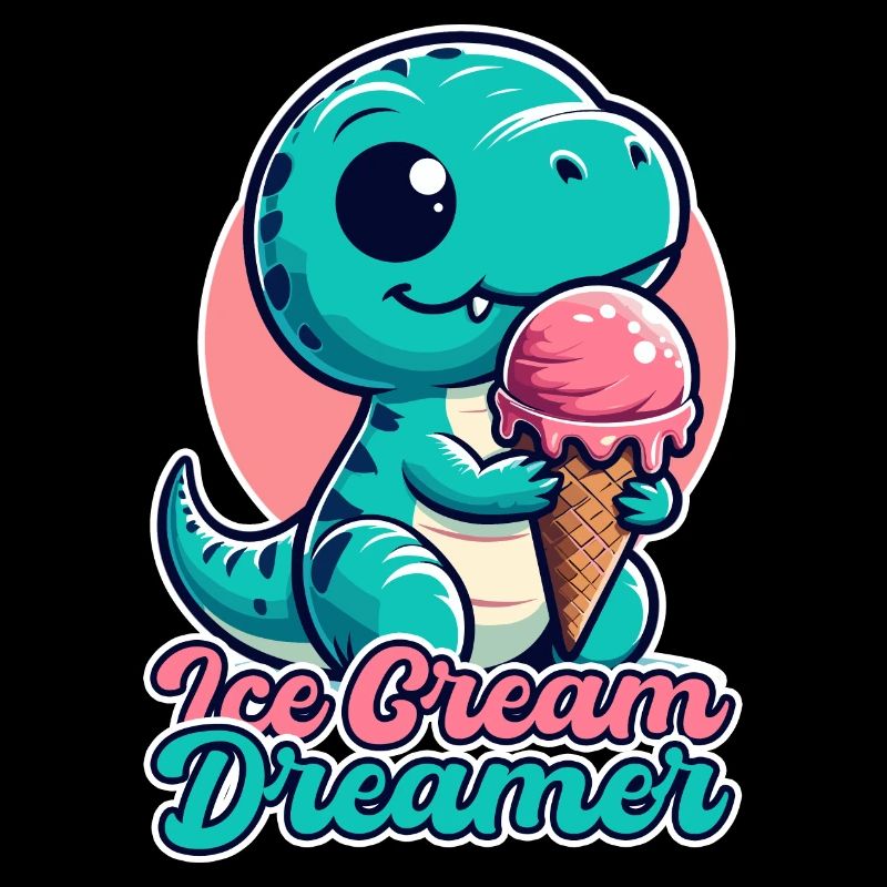 Rêve de crème glacée T-Rex mignon avec cadeau de crème glacée