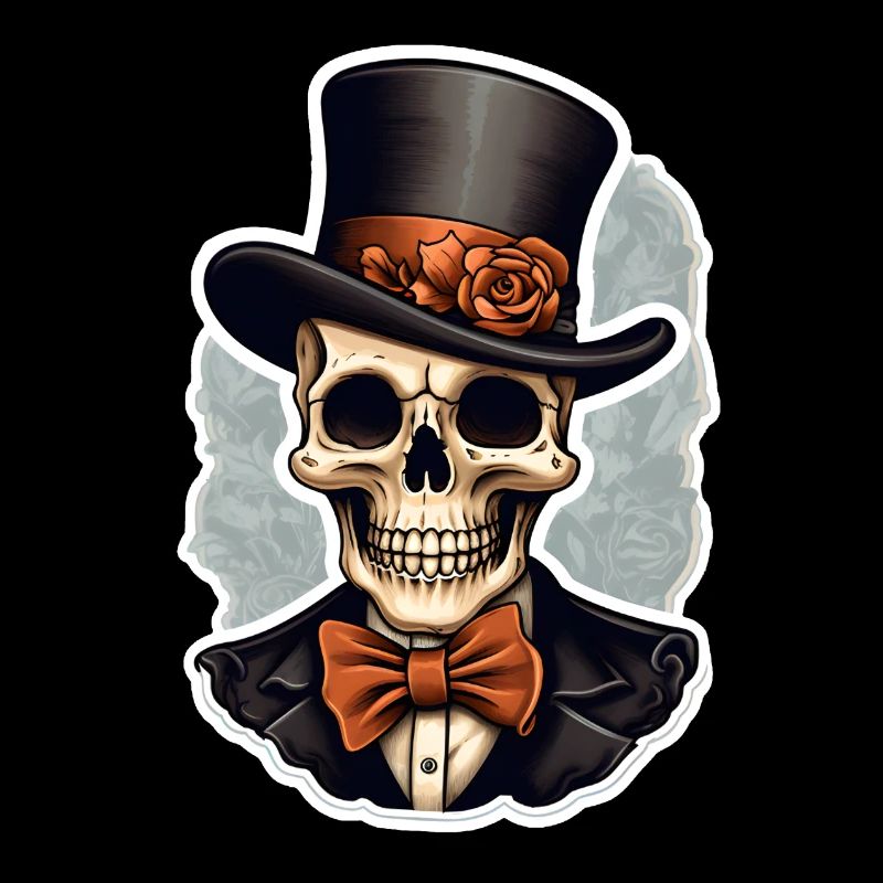 Tête de mort avec chapeau haut de forme Halloween