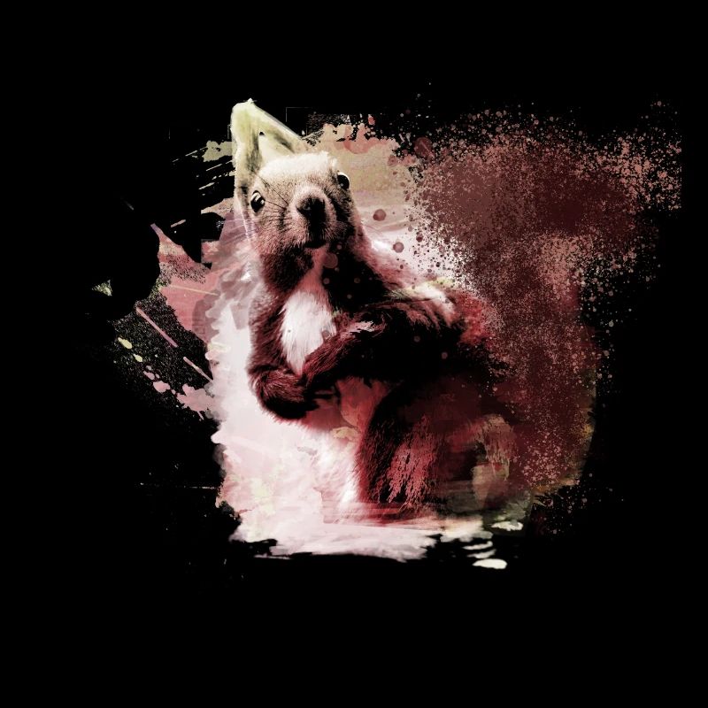 Squirrel, colorful, painting, graffiti, squirrel, pink