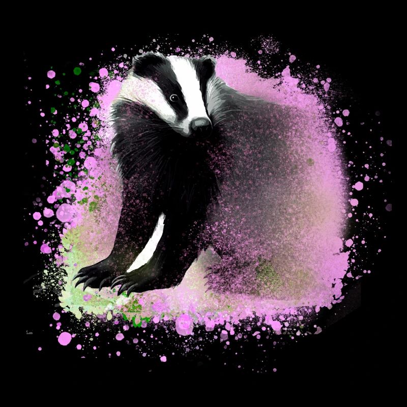 badger,skunk,graffiti,painting,colorful,pink