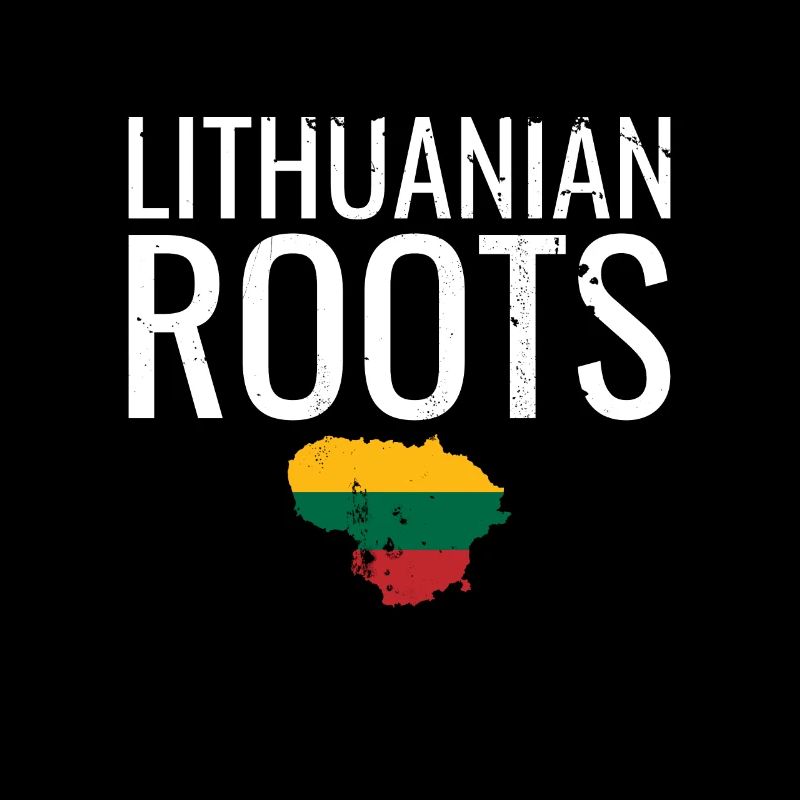 Lithuanian Roots Vintage Map Lithuania Flag