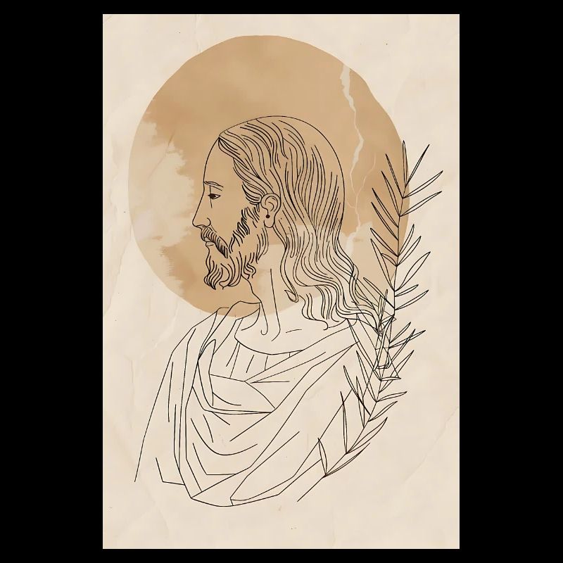 Impression d’art Jésus Lignes Simples, Moderne