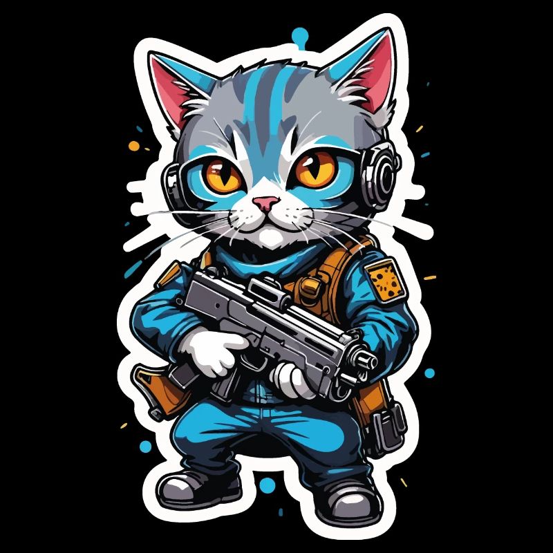 Katzenkrieger mit Hightech-Waffen