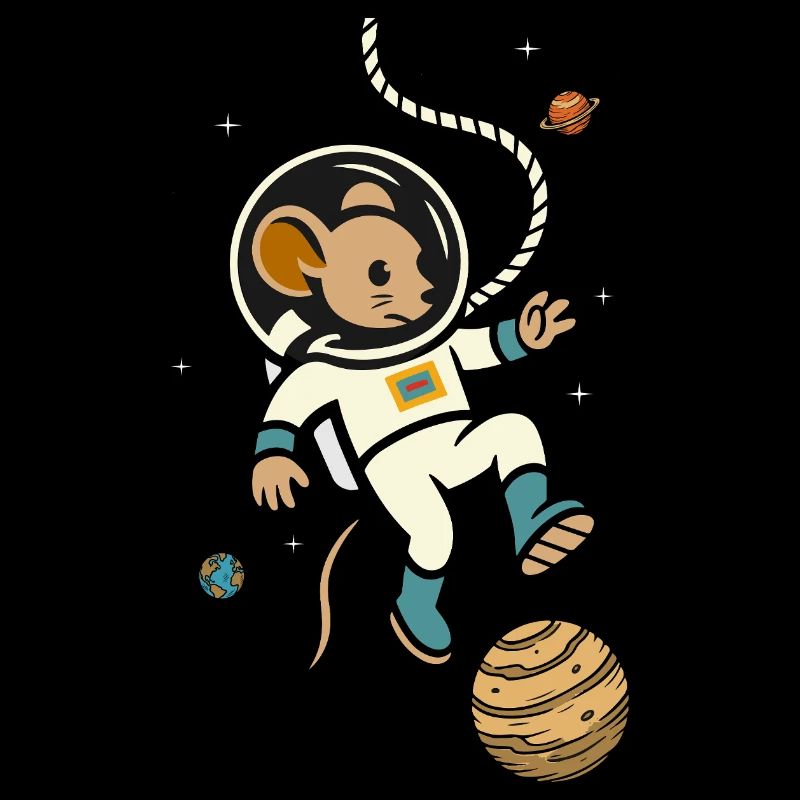 Souris astronaute dans l’espace – Motif mignon de l’espace
