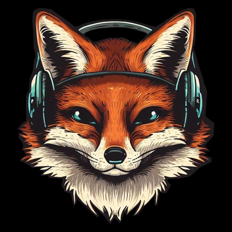 Fuchs mit Kopfhörern