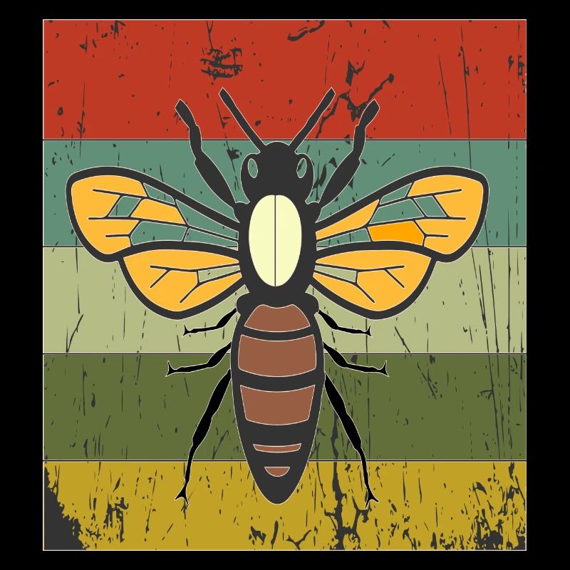 Vintage bee retro sunset