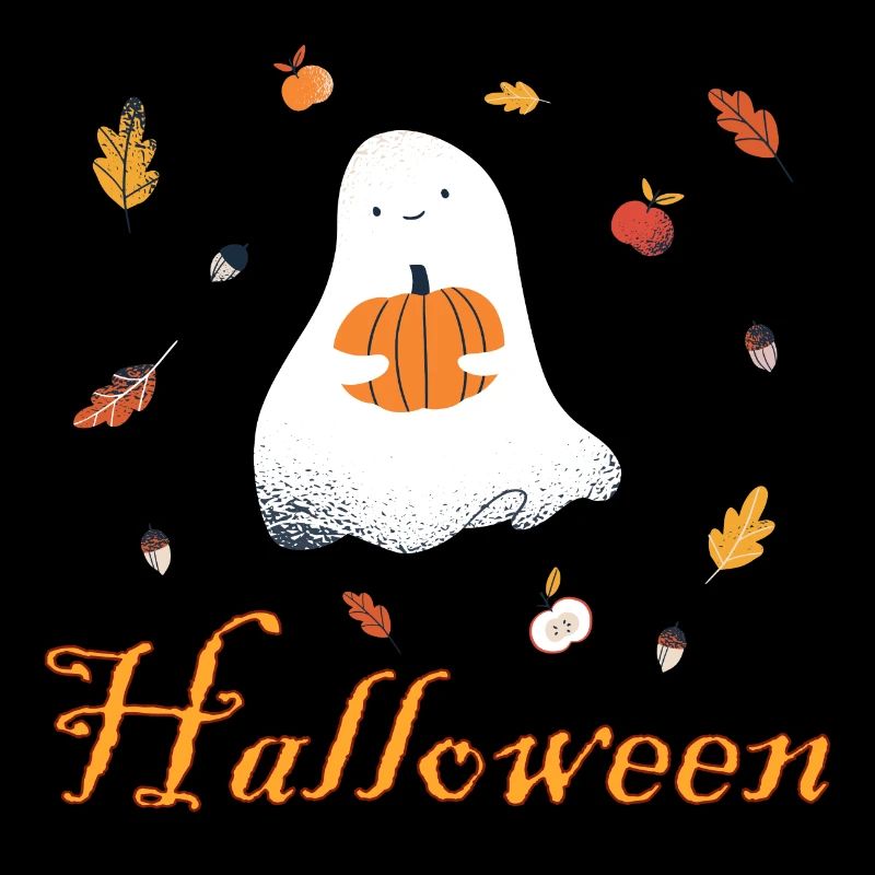 Halloween ghost with pumpkin design creepy