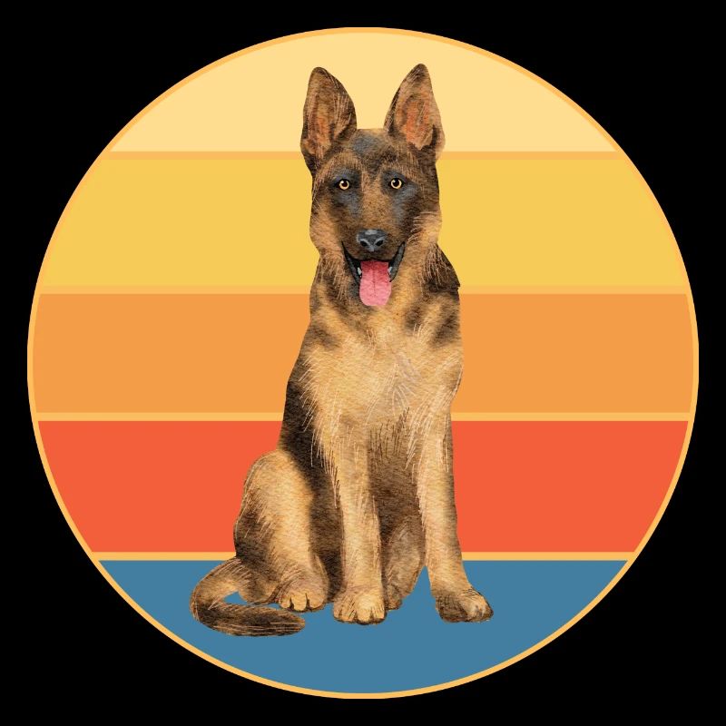 German Shepherd Dog Breed Vintage Retro Sunset