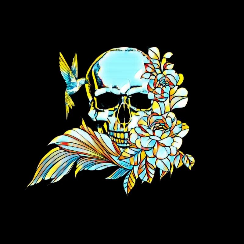 Totenkopf mit Blumen bunt Geschenk