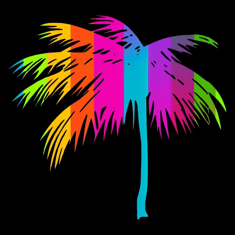 Tropical Beach Paradise Palm Rainbow 2