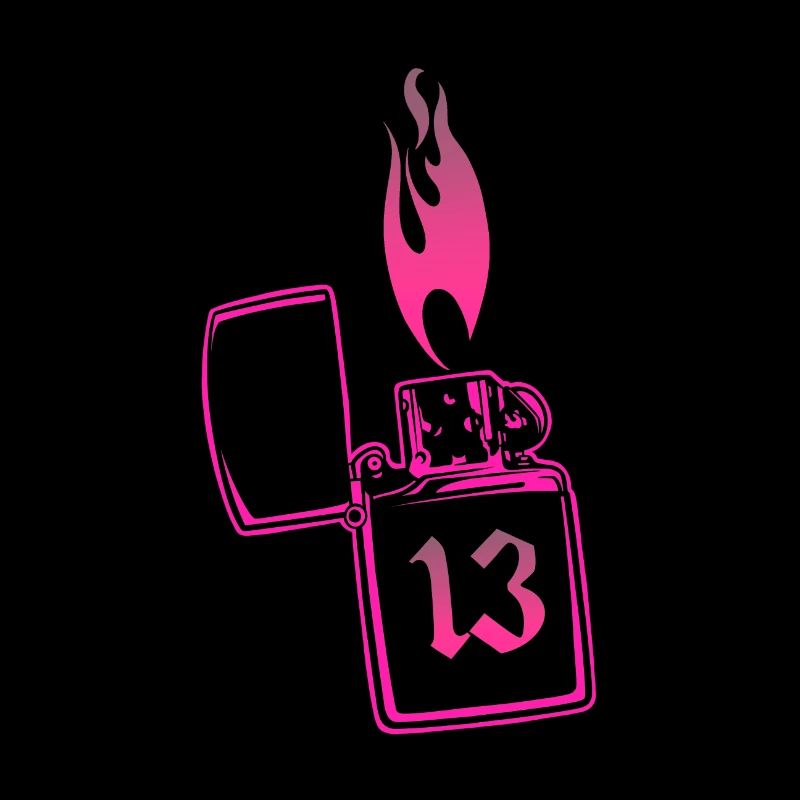 Lighter fire number 13 pink