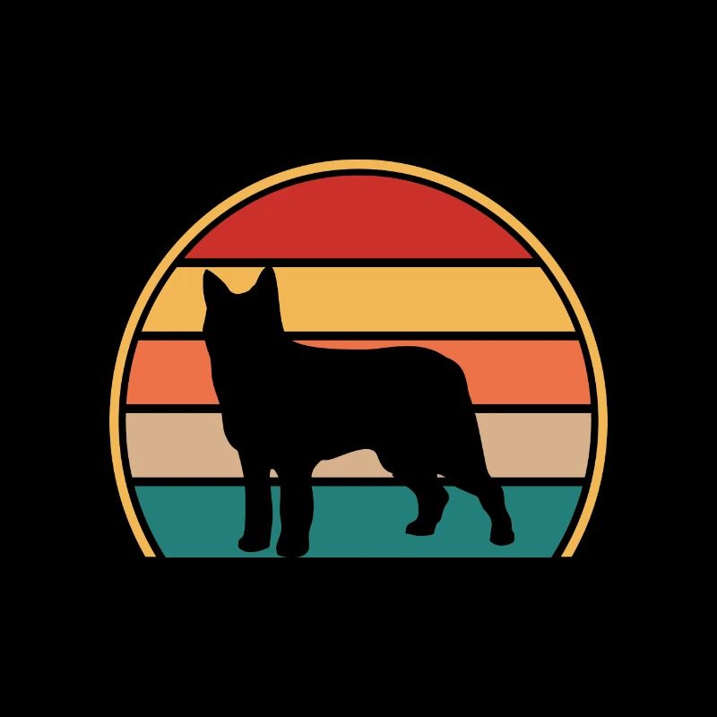 Bouvier Des Ardennes Hund Silhouette Retro Sunset