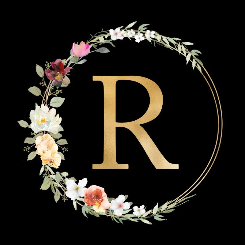 Customizable Monogram R Floral