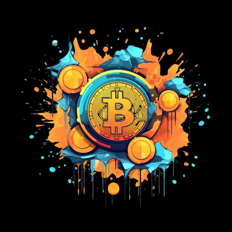 Bitcoin Color Splash logo mit münzen