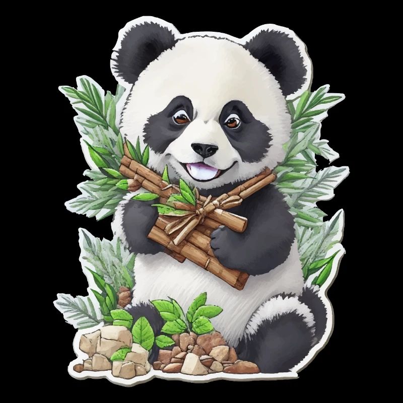 L’ours panda mange du bambou